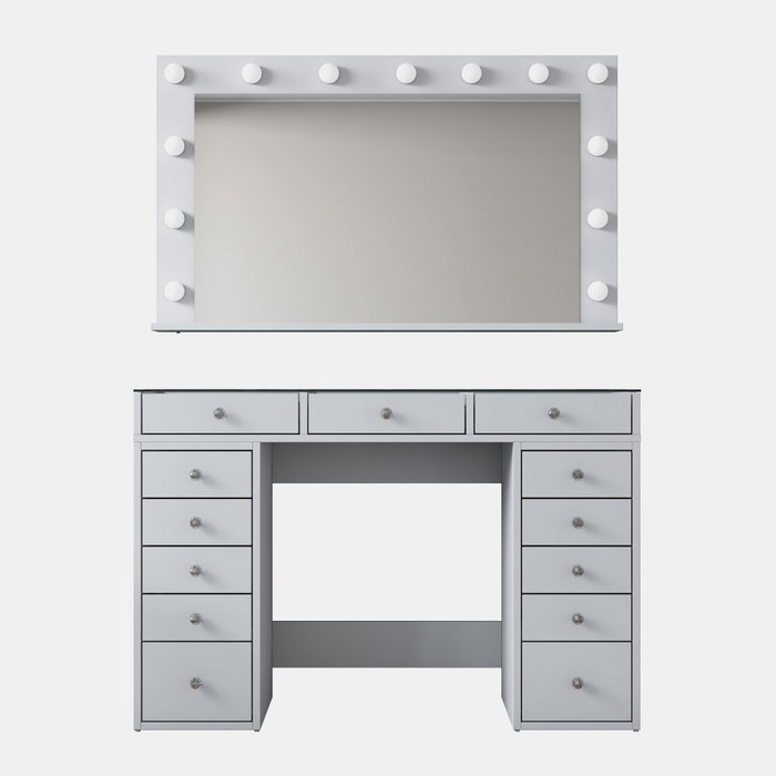 Hanah Home Mesa de Maquillaje Blanca con Espejo de 13 Focos